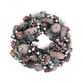 Silver & Green Wreath 36cm